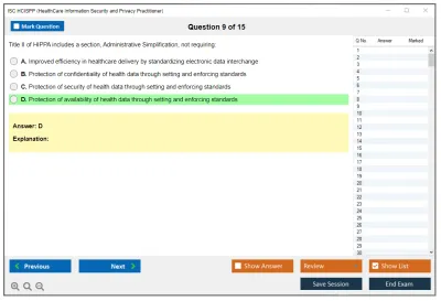 ISC2 HCISPP HealthCare Information Security and Privacy Practitioner Practice test exam simulator test engine exam Prep practice test questions answers Image 9