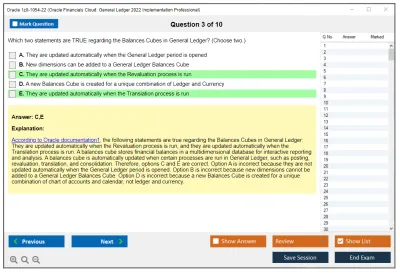 Oracle 1z0-1054-22 Oracle Financials Cloud: General Ledger 2022 Implementation Essentials Practice test exam simulator test engine exam Prep practice test questions answers Image 3