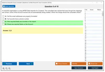 Salesforce Nonprofit-Cloud-Consultant Salesforce Certified Nonprofit Cloud Consultant Practice test exam simulator test engine exam Prep practice test questions answers Image 5