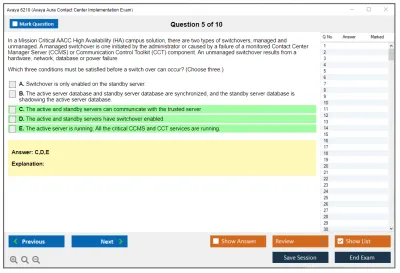 Avaya 6210 Avaya Aura Contact Center Implementation Exam Practice test exam simulator test engine exam Prep practice test questions answers Image 5
