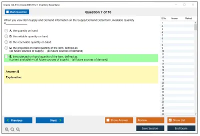 Oracle 1z0-519 Oracle EBS R12.1 Inventory Essentials Practice test exam simulator test engine exam Prep practice test questions answers Image 7