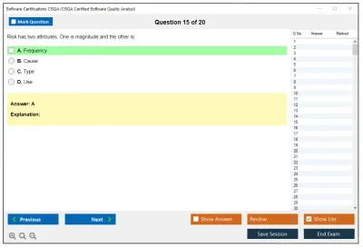 Software Certifications CSQA CSQA Certified Software Quality Analyst Practice test exam simulator test engine exam Prep practice test questions answers Image 15