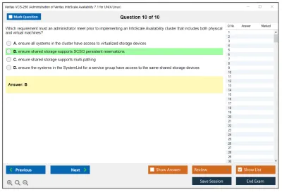Veritas VCS-256 Administration of Veritas InfoScale Availability 7.1 for UNIX/Linux Practice test exam simulator test engine exam Prep practice test questions answers Image 10