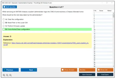 EMC DES-4421 Specialist - Implementation Engineer, PowerEdge MX Modular Practice test exam simulator test engine exam Prep practice test questions answers Image 4