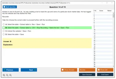 Automation Anywhere Advanced-RPA-Professional Automation Anywhere Certified Advanced RPA Professional (V11) Practice test exam simulator test engine exam Prep practice test questions answers Image 14