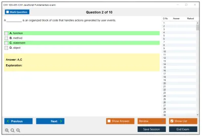 CIW 1D0-435 CIW JavaScript Fundamentals exam Practice test exam simulator test engine exam Prep practice test questions answers Image 2