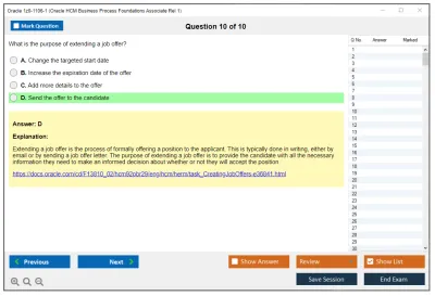 Oracle 1z0-1106-1 Oracle HCM Business Process Foundations Associate Rel 1 Practice test exam simulator test engine exam Prep practice test questions answers Image 10