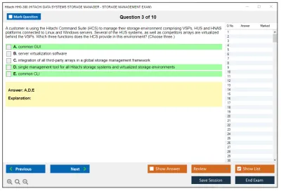 Hitachi HH0-380 HITACHI DATA SYSTEMS STORAGE MANAGER - STORAGE MANAGEMENT EXAM Practice test exam simulator test engine exam Prep practice test questions answers Image 3