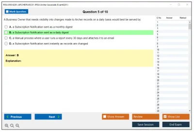 RSA 050-6201-ARCHERASC01 RSA Archer Associate Exam6201 Practice test exam simulator test engine exam Prep practice test questions answers Image 5