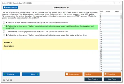 Juniper JPR-934 Security, Expert (JNCIE-SEC) Practice test exam simulator test engine exam Prep practice test questions answers Image 6