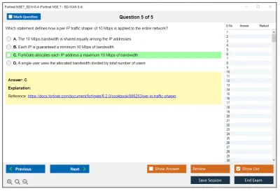 Fortinet NSE7_SDW-7.0 Fortinet NSE 7 - SD-WAN 6.4 Practice test exam simulator test engine exam Prep practice test questions answers Image 5