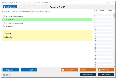 SAP C_C4H410_21 SAP Certified Associate - Implementation Consultant - SAP Sales Cloud Practice test exam simulator test engine exam Prep practice test questions answers Image 6