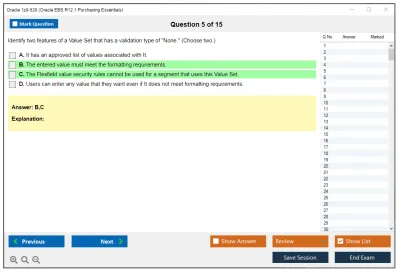 Oracle 1z0-520 Oracle EBS R12.1 Purchasing Essentials Practice test exam simulator test engine exam Prep practice test questions answers Image 5