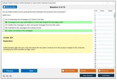 Confluent CCDAK Confluent Certified Developer for Apache Kafka Certification Examination Practice test exam simulator test engine exam Prep practice test questions answers Image 5