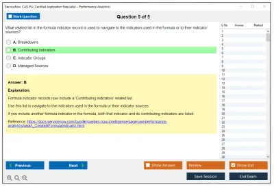 ServiceNow CAS-PA ServiceNow Certified Application Specialist - Performance Analytics Exam Practice test exam simulator test engine exam Prep practice test questions answers Image 5