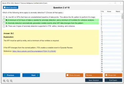 Splunk SPLK-3002 Splunk IT Service Intelligence Certified Admin Exam Practice test exam simulator test engine exam Prep practice test questions answers Image 2