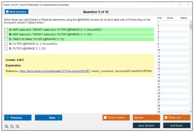 Oracle 1z0-447 Oracle GoldenGate 12c Implementation Essentials Practice test exam simulator test engine exam Prep practice test questions answers Image 3