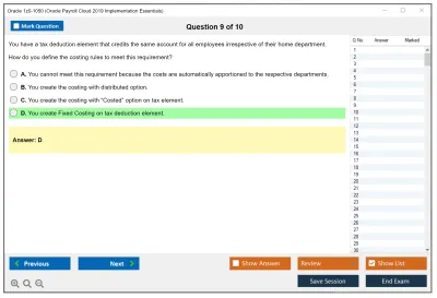 Oracle 1z0-1050 Oracle Payroll Cloud 2019 Implementation Essentials Practice test exam simulator test engine exam Prep practice test questions answers Image 9
