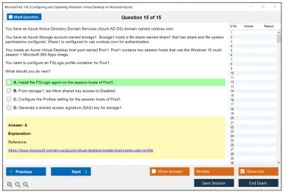 Microsoft AZ-140 Configuring and Operating Windows Virtual Desktop on Microsoft Azure Practice test exam simulator test engine exam Prep practice test questions answers Image 15