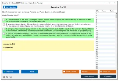 Oracle 1z0-244 Oracle EBS R12: Advanced Supply Chain Planning Practice test exam simulator test engine exam Prep practice test questions answers Image 5
