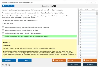 Microsoft AZ-303 Microsoft Azure Architect Technologies  Practice test exam simulator test engine exam Prep practice test questions answers Image 18