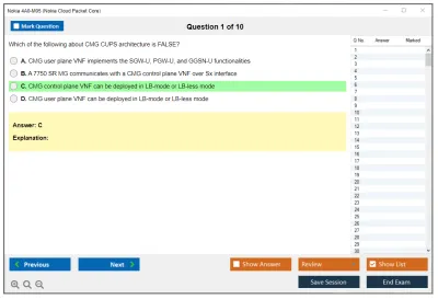Nokia 4A0-M05 Nokia Cloud Packet Core Practice test exam simulator test engine exam Prep practice test questions answers Image 1