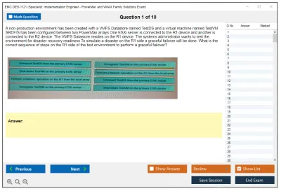EMC DES-1121 Specialist - Implementation Engineer, PowerMax and VMAX Family Solutions Practice test exam simulator test engine exam Prep practice test questions answers Image 1