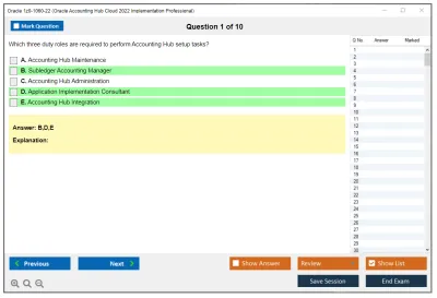 Oracle 1z0-1060-22 Oracle Accounting Hub Cloud 2022 Implementation Professional Practice test exam simulator test engine exam Prep practice test questions answers Image 1
