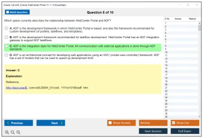 Oracle 1z0-430 Oracle WebCenter Portal 11.1.1.8 Essentials Practice test exam simulator test engine exam Prep practice test questions answers Image 8
