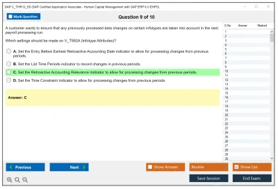 SAP C_THR12_65 SAP Certified Application Associate - Human Capital Management with SAP ERP 6.0 EHP5 Practice test exam simulator test engine exam Prep practice test questions answers Image 9