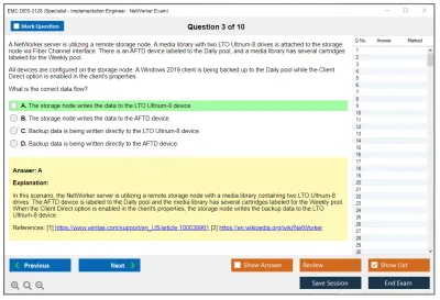 EMC DES-3128 Dell EMC NetWorker Specialist for Implementation Engineers Practice test exam simulator test engine exam Prep practice test questions answers Image 3
