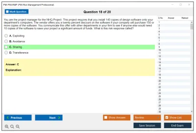 PMI PMI-RMP PMI Risk Management Professional (PMI-RMP) Exam Practice test exam simulator test engine exam Prep practice test questions answers Image 18