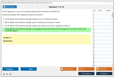 RSA 050-SEPRODLP-01 RSA Certified SE Professional in Data Loss Prevention Exam Practice test exam simulator test engine exam Prep practice test questions answers Image 7