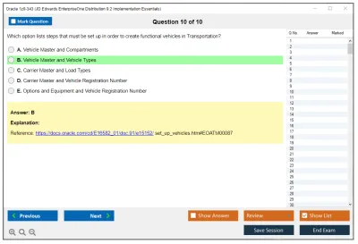 Oracle 1z0-343 JD Edwards EnterpriseOne Distribution 9.2 Implementation Essentials Practice test exam simulator test engine exam Prep practice test questions answers Image 10