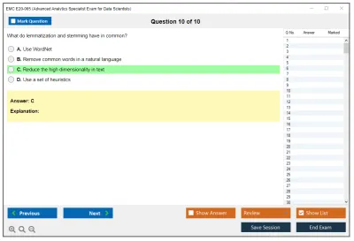 EMC E20-065 Advanced Analytics Specialist Exam for Data Scientists Practice test exam simulator test engine exam Prep practice test questions answers Image 10