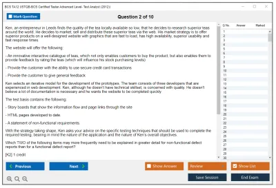 BCS TA12 ISTQB-BCS Certified Tester Advanced Level- Test Analyst (2012) Practice test exam simulator test engine exam Prep practice test questions answers Image 2