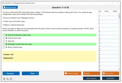 Microsoft MD-101 Managing Modern Desktops Practice test exam simulator test engine exam Prep practice test questions answers Image 11