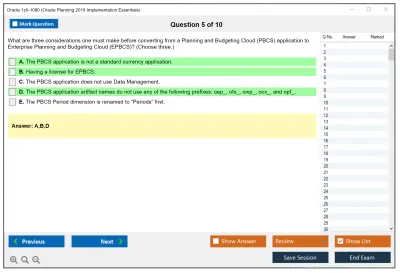 Oracle 1z0-1080 Oracle Planning 2019 Implementation Essentials Practice test exam simulator test engine exam Prep practice test questions answers Image 5