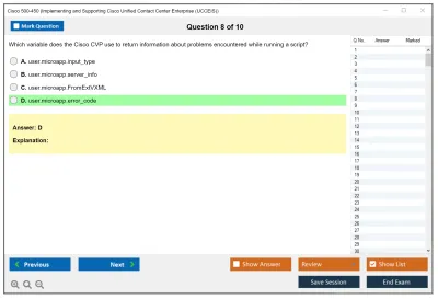 Cisco 500-450 Implementing and Supporting Cisco Unified Contact Center Enterprise (UCCEIS) Practice test exam simulator test engine exam Prep practice test questions answers Image 8