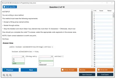 Microsoft 98-388 Introduction to Programming Using Java Practice test exam simulator test engine exam Prep practice test questions answers Image 2