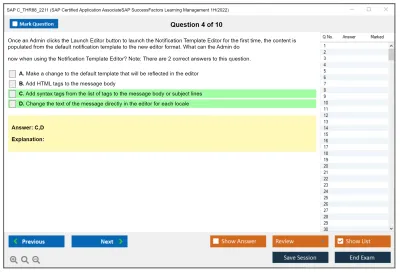 SAP C_THR88_2211 SAP Certified Application AssociateSAP SuccessFactors Learning Management 1H/2022 Practice test exam simulator test engine exam Prep practice test questions answers Image 4