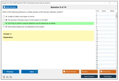 Huawei H12-722 Huawei Certified ICT Professional - Constructing Service Security Network (HCIP-Security-CSSN V3.0) Practice test exam simulator test engine exam Prep practice test questions answers Image 9