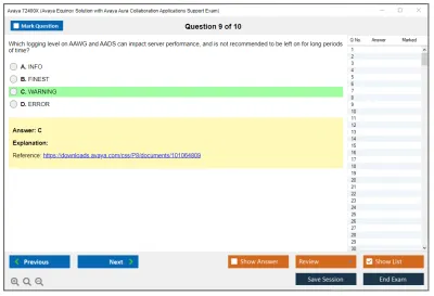 Avaya 72400X Avaya Equinox Solution with Avaya Aura Collaboration Applications Support Exam Practice test exam simulator test engine exam Prep practice test questions answers Image 9