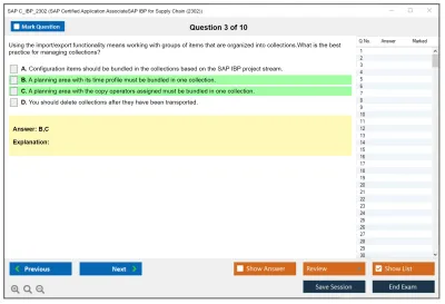 SAP C_IBP_2302 SAP Certified Application AssociateSAP IBP for Supply Chain (2302) Practice test exam simulator test engine exam Prep practice test questions answers Image 3