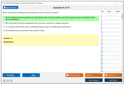 Cisco 650-292 TelePresence Video Sales Specialist for Express Practice test exam simulator test engine exam Prep practice test questions answers Image 9