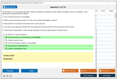 Snowflake ARA-C01 SnowPro Advanced: Architect Certification Exam Practice test exam simulator test engine exam Prep practice test questions answers Image 5