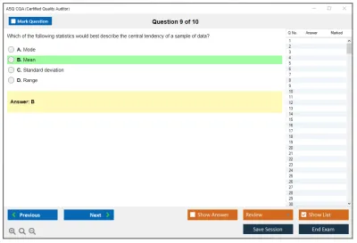 ASQ CQA Certified Quality Auditor Practice test exam simulator test engine exam Prep practice test questions answers Image 9