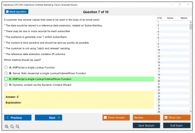 Salesforce CRT-550 Salesforce Certified Marketing Cloud Consultant Practice test exam simulator test engine exam Prep practice test questions answers Image 7