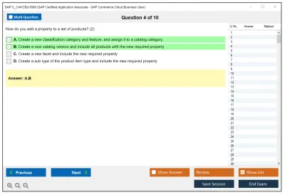 SAP C_C4HCBU1808 SAP Certified Application Associate - SAP Commerce Cloud Business User Practice test exam simulator test engine exam Prep practice test questions answers Image 4