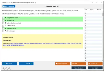 VMware 2V0-62.21 Professional VMware Workspace ONE 21.X Practice test exam simulator test engine exam Prep practice test questions answers Image 4